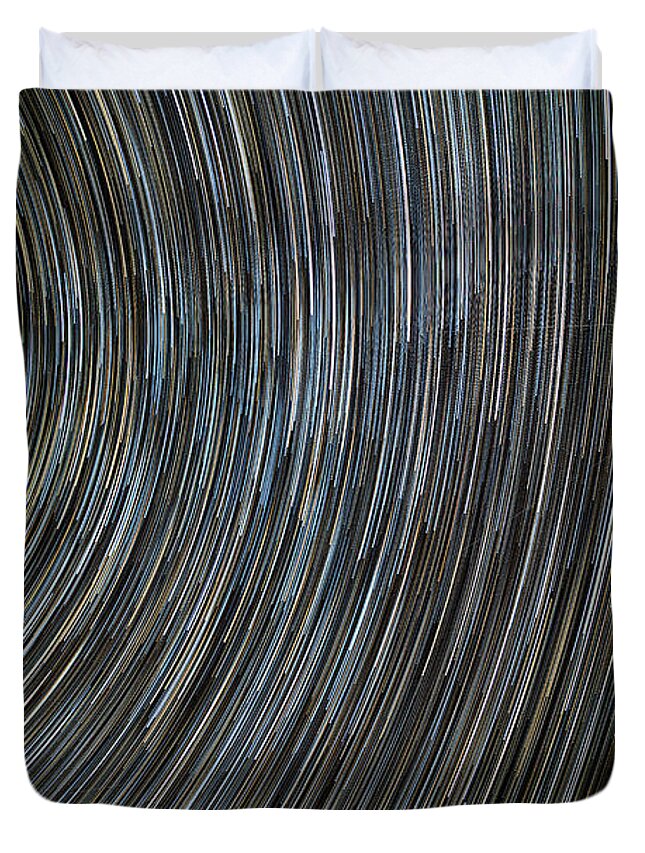 Night Duvet Cover featuring the photograph Star Trails by Paul Freidlund