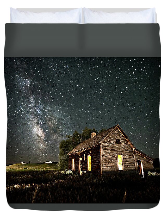 Star Valley Duvet Cover featuring the photograph Star Valley Cabin by Wesley Aston