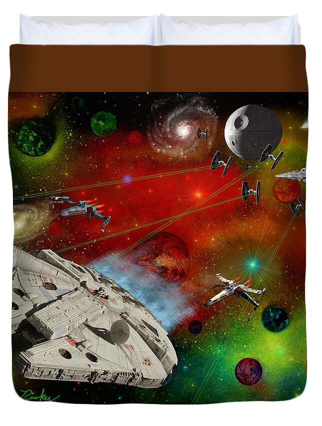 Star Wars Duvet Cover featuring the digital art Star Wars by Michael Rucker