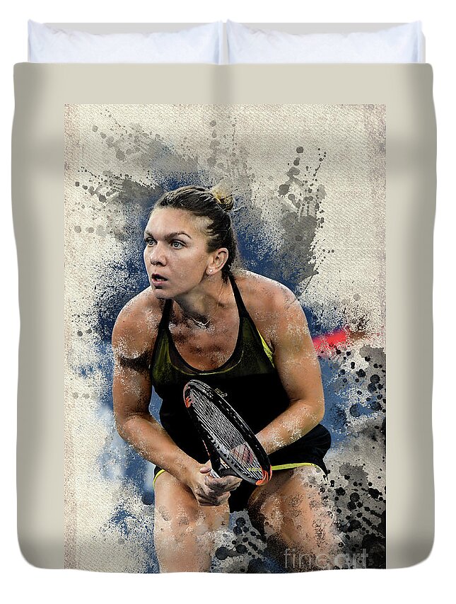 Tennis Duvet Cover featuring the digital art Stare Down by Ed Taylor