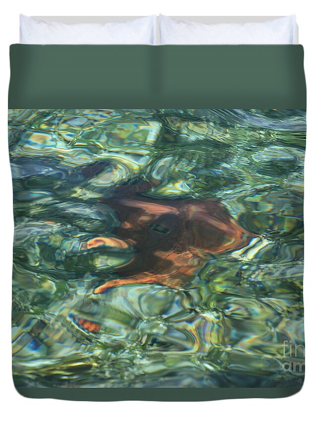 Water Duvet Cover featuring the photograph Starfish Abstract by Edward R Wisell