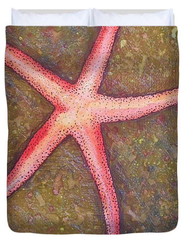 Starfish Duvet Cover featuring the painting Starfish by Mastiff Studios