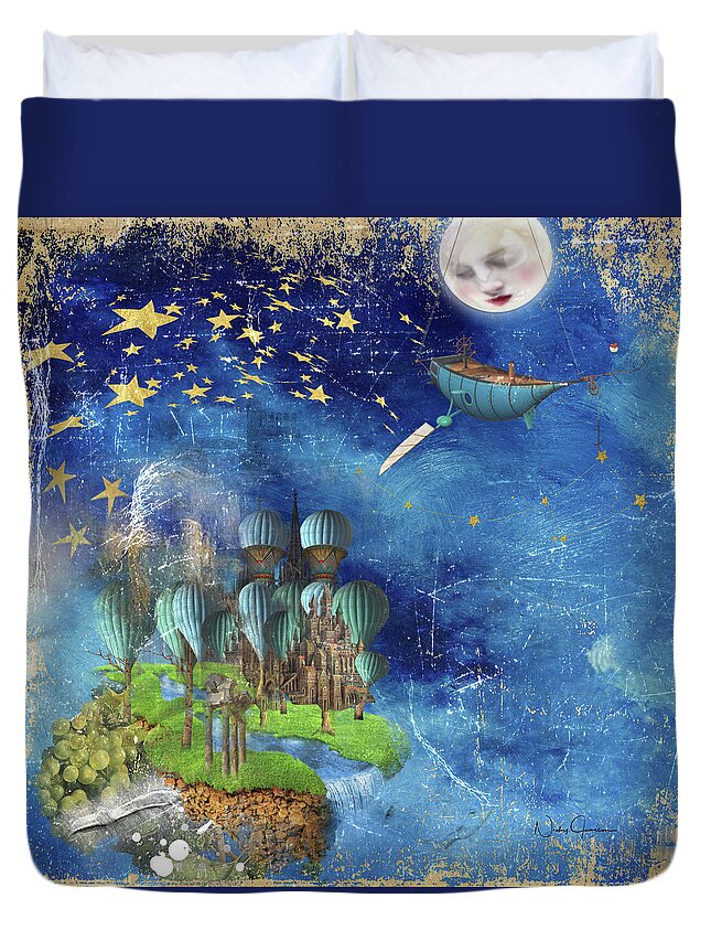 Art Duvet Cover featuring the digital art StarFishing in a Mystical Land by Nicky Jameson