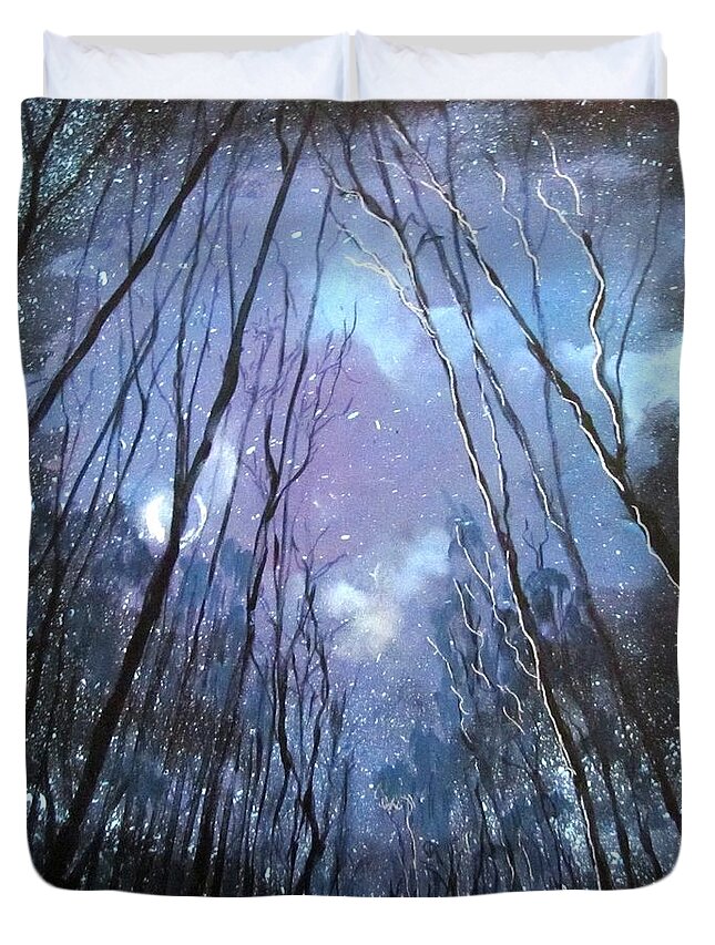 Landscape Duvet Cover featuring the painting Starlight by Barbara O'Toole