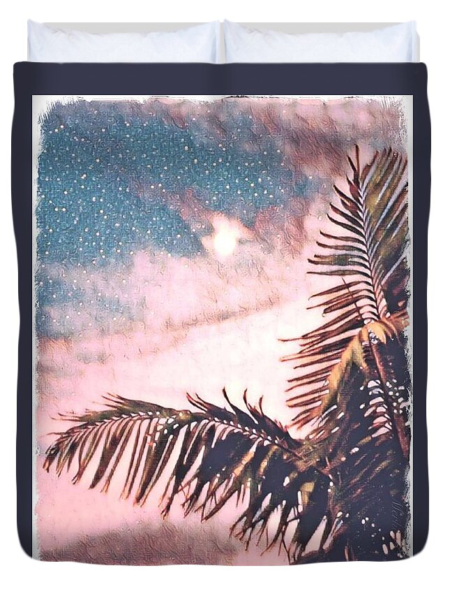 Palm Duvet Cover featuring the photograph Starlight Palm by Gini Moore