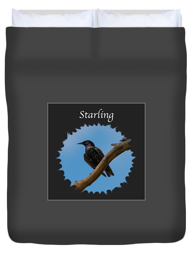 Starling Duvet Cover featuring the photograph Starling  by Holden The Moment