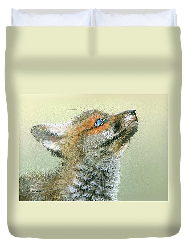 Kit Duvet Cover featuring the painting Starry Eyes by Mike Brown