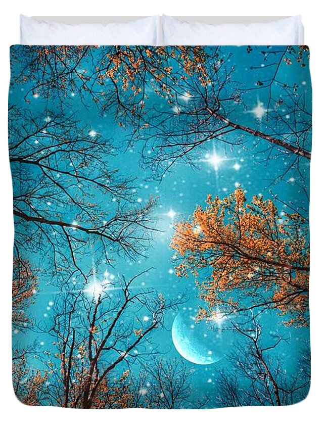 Starry Sky In The Woods Duvet Cover featuring the photograph Starry Sky in the Woods by Marianna Mills