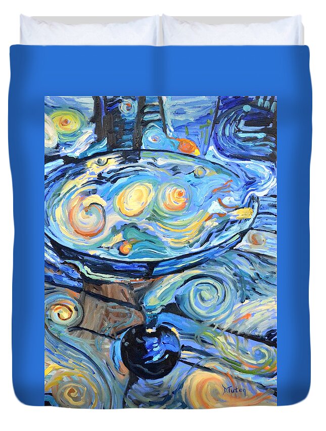 Van Gogh Duvet Cover featuring the painting Starry Starry Martini by Donna Tuten