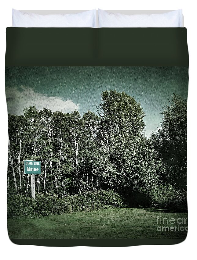 Maine Duvet Cover featuring the photograph State Line Maine by Onedayoneimage Photography