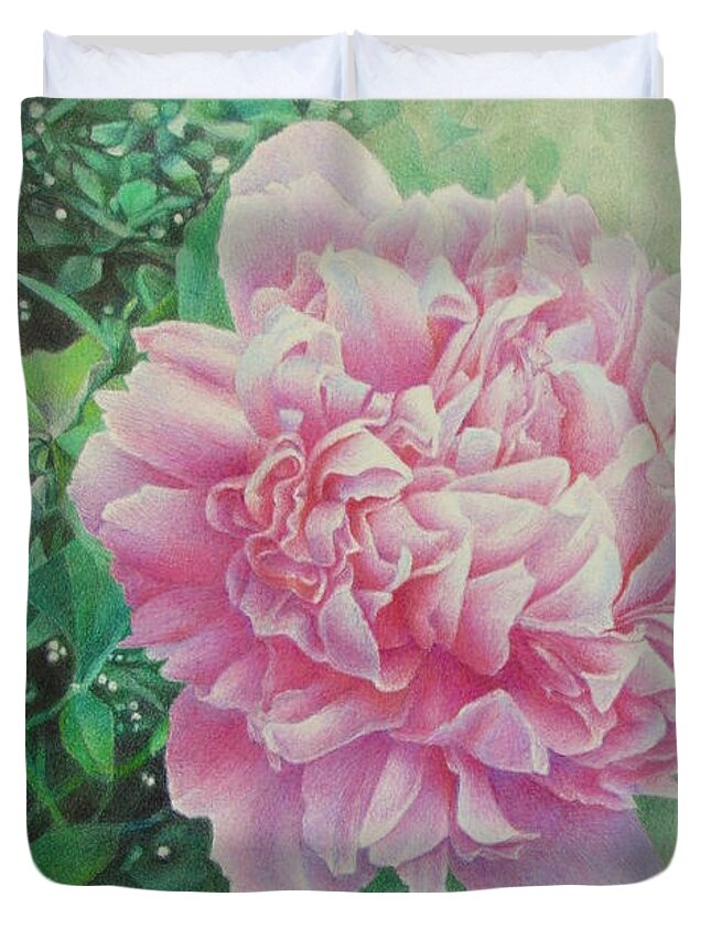Flowers Duvet Cover featuring the painting State Treasure by Pamela Clements