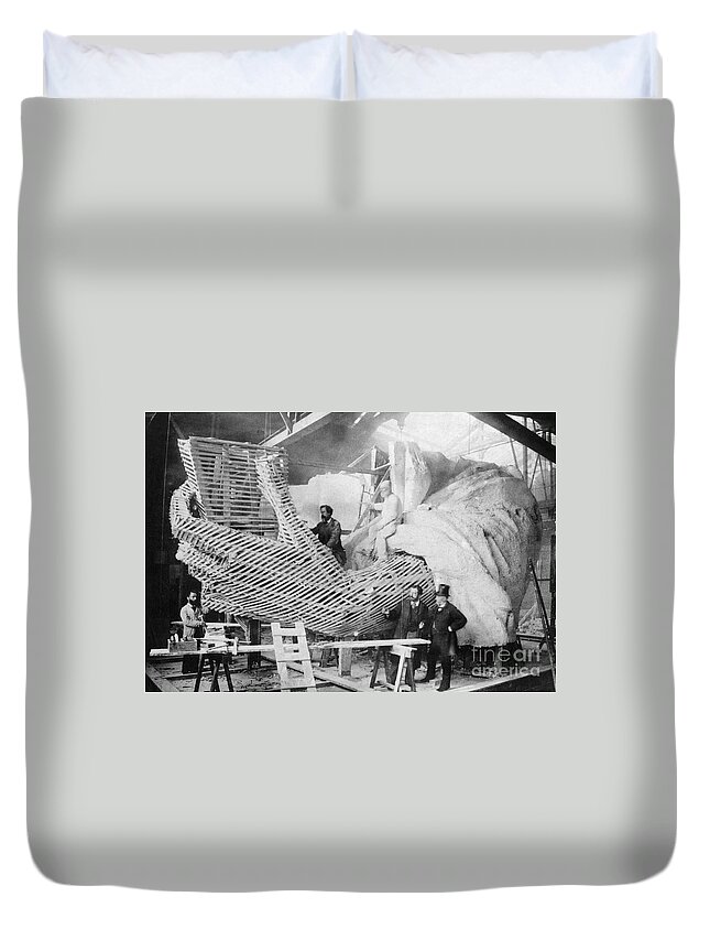 1883 Duvet Cover featuring the photograph Statue Of Liberty, 1883 by Granger