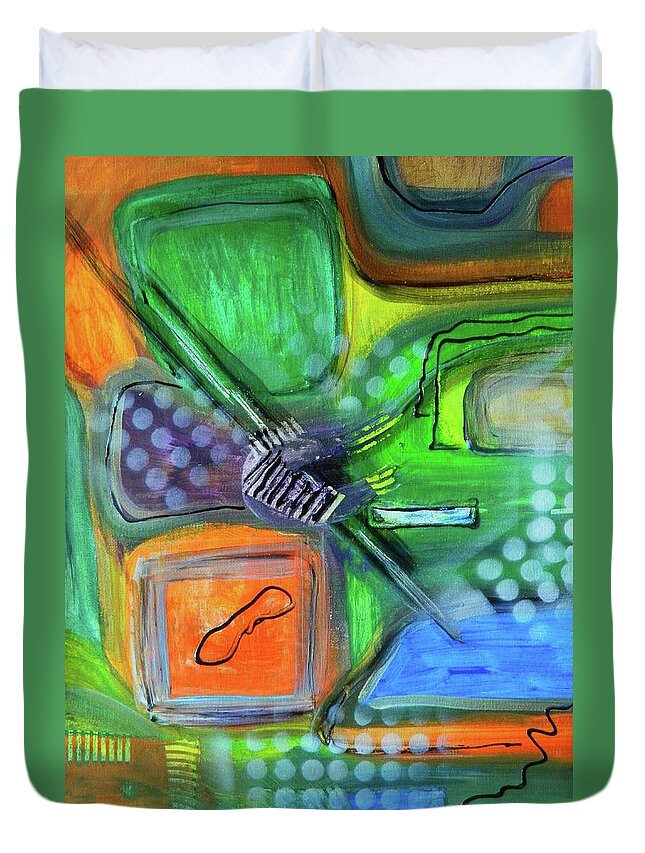Abstract Art Duvet Cover featuring the painting Stay In The Game by Everette McMahan jr