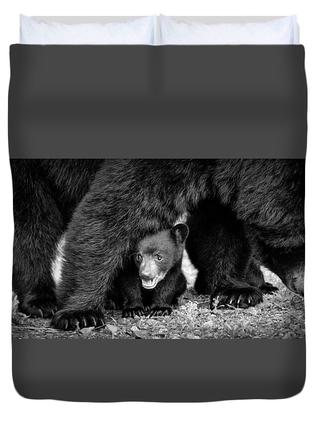 Asheville Duvet Cover featuring the photograph Staying Close-bw by Joye Ardyn Durham