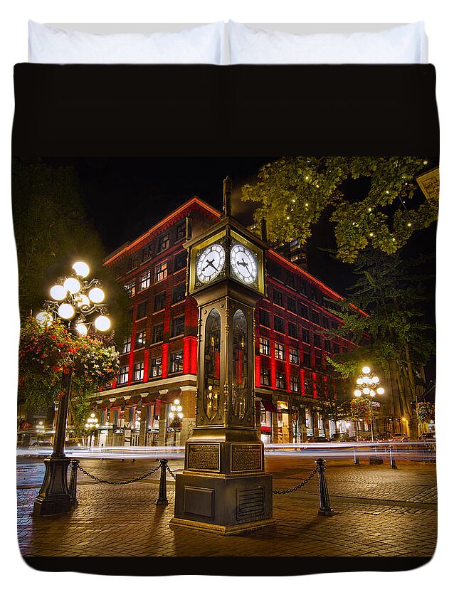 Steam Clock In Historic Gastown Vancouver Bc Duvet Cover For Sale