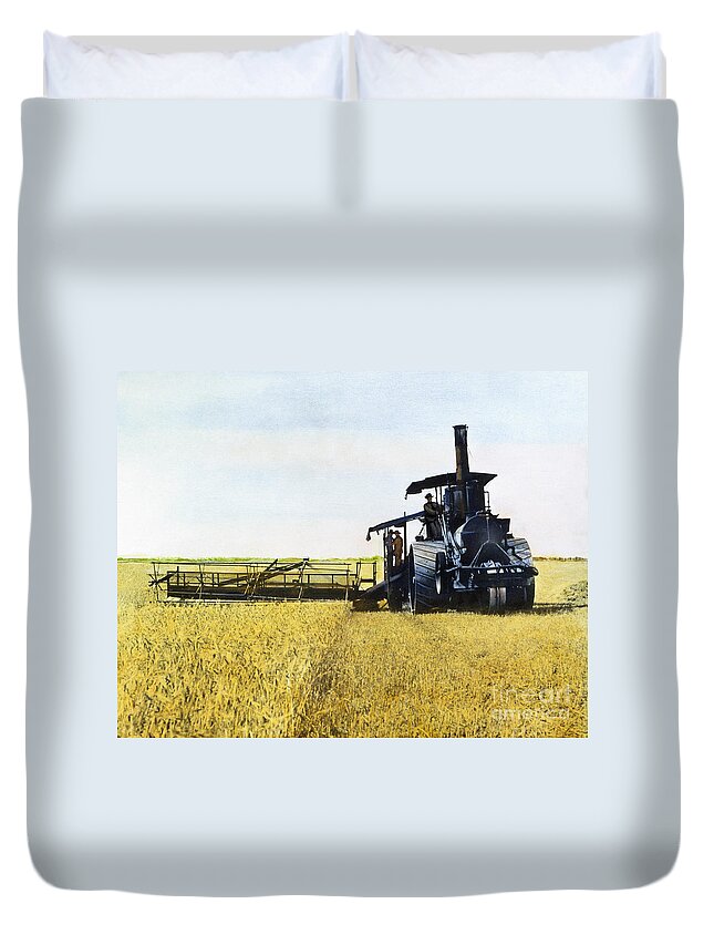 1903 Duvet Cover featuring the photograph Steam Harvester, 1903 by Granger