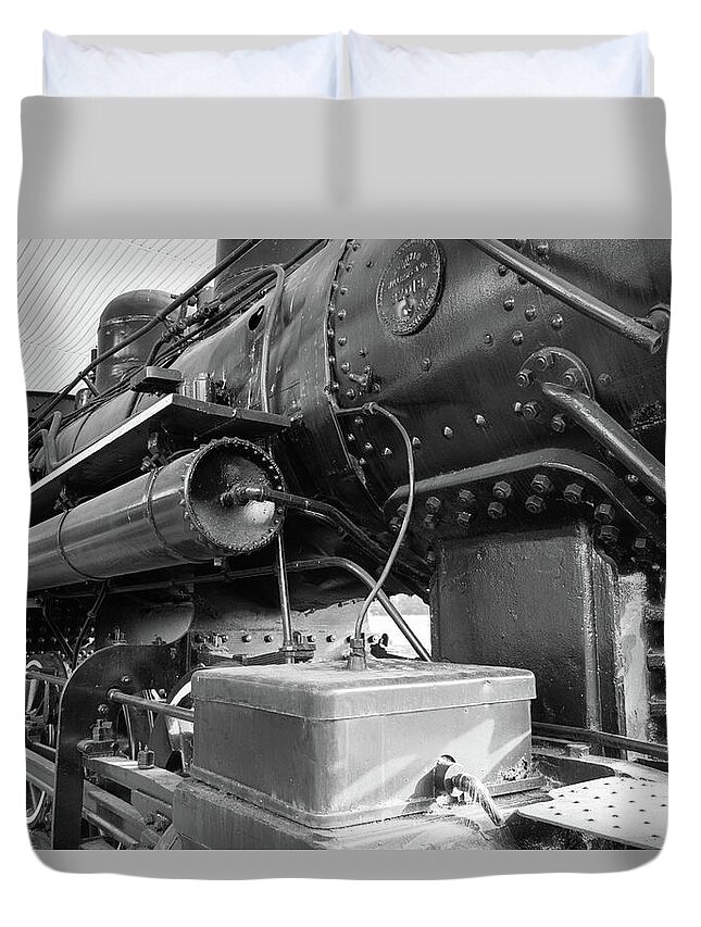 Steam Locomotive Duvet Cover featuring the photograph Steam Locomotive Side View by Doug Camara
