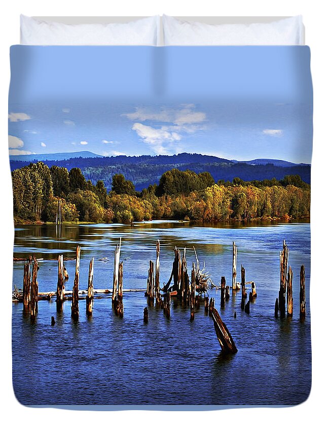 Steamboat Landing Duvet Cover featuring the photograph Columbia Steamboat Landing by John Christopher