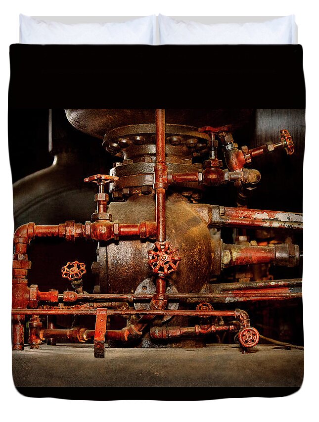 Steampunk Art Duvet Cover featuring the photograph Steampunk - Pipe dreams by Mike Savad