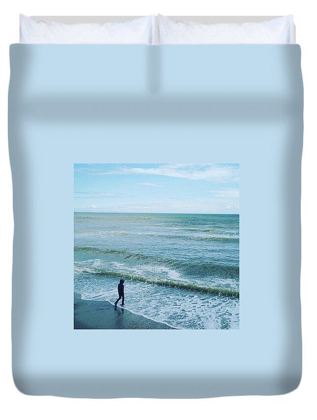Steppingout Duvet Cover featuring the photograph Stepping Into The Unknown by Aleck Cartwright