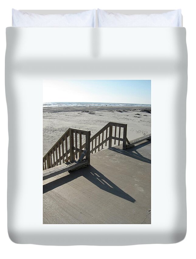Stairs Duvet Cover featuring the photograph Steps Out to Freedom by Judith Lauter