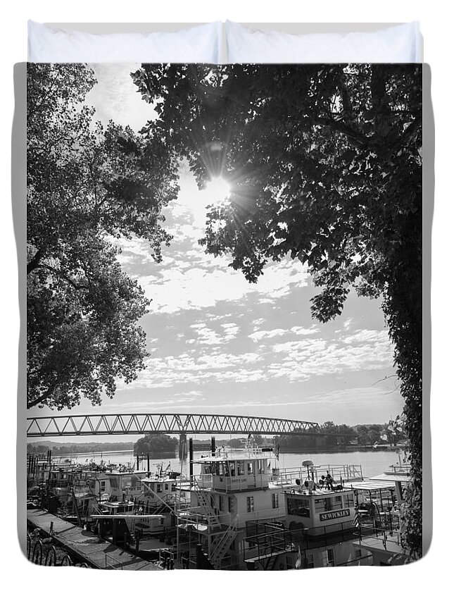 Sternwheeler Duvet Cover featuring the photograph Sternwheelers - Marietta, Ohio - 2015 by Holden The Moment