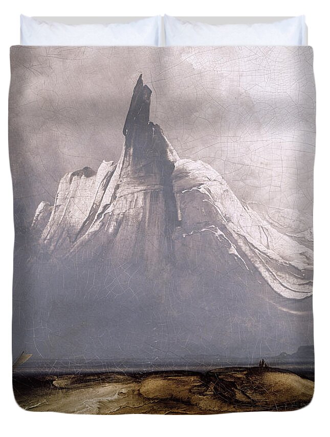 Peder Balke - Stetind In Fog Duvet Cover featuring the painting Stetind in Fog by Celestial Images