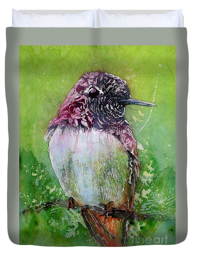Hummingbird Duvet Cover featuring the mixed media Still for a Moment II by Carol Losinski Naylor