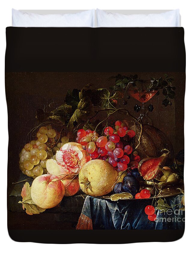 Still Duvet Cover featuring the painting Still Life by Cornelis de Heem