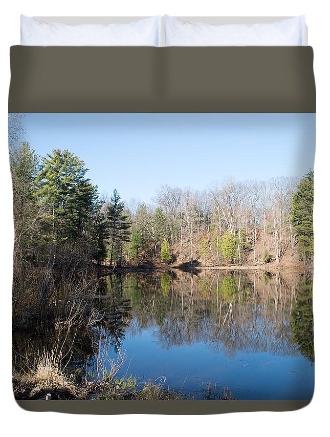 Michigan Duvet Cover featuring the photograph Still Water by Linda Kerkau