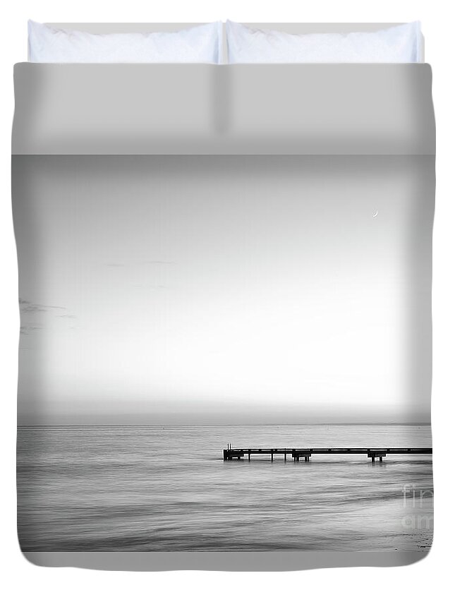 Nautical Photograph Duvet Cover featuring the photograph Stillness in black and white by Ivy Ho