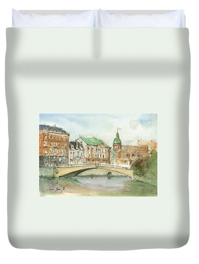 Stockholm Print Duvet Cover featuring the painting Stockholm Sweden by Juan Bosco