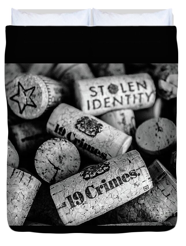 Corks Duvet Cover featuring the photograph Stolen Crimes - Corks by Colleen Kammerer