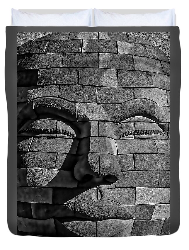 Stone Duvet Cover featuring the photograph Stone Brick Face by Garry Gay