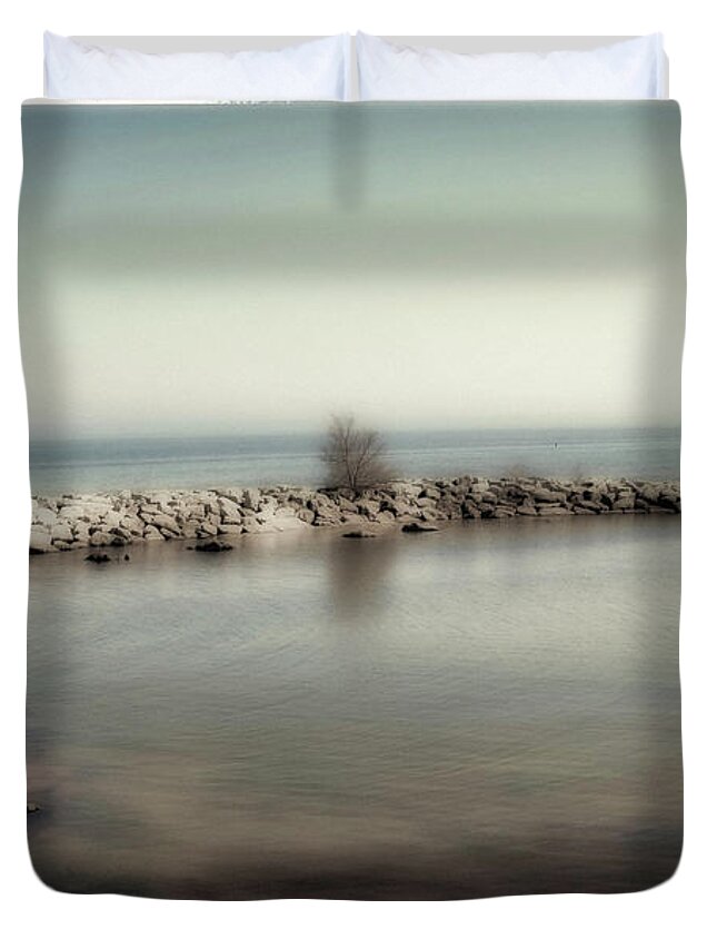 Stones Duvet Cover featuring the photograph Stone Pier by Pennie McCracken