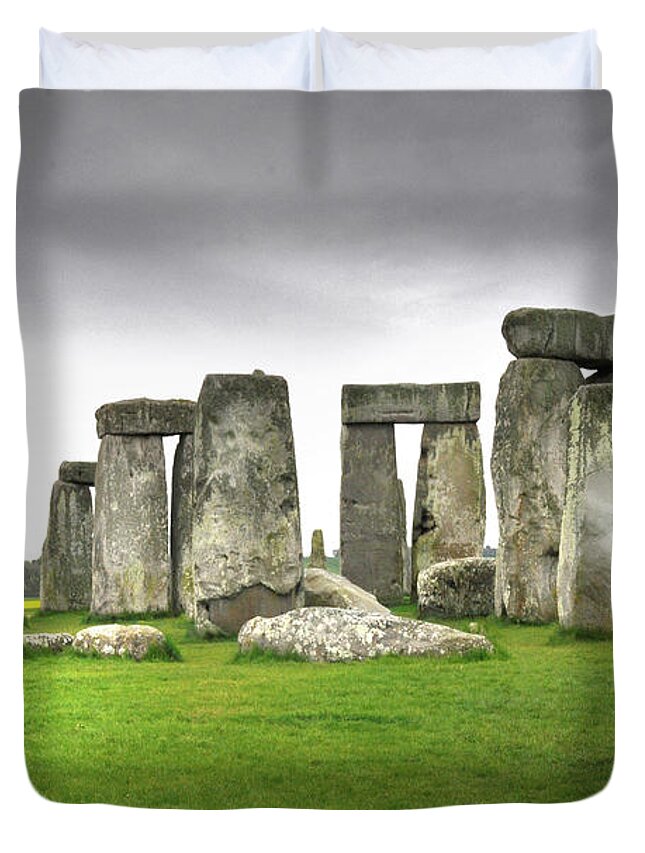 Stonehenge Duvet Cover featuring the digital art Stonehenge by Vicki Lea Eggen