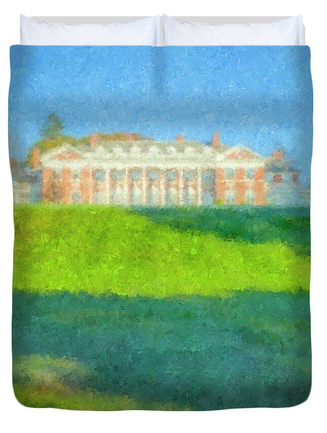 Stonehill College Duvet Cover featuring the painting Stonehill College in October by Bill McEntee