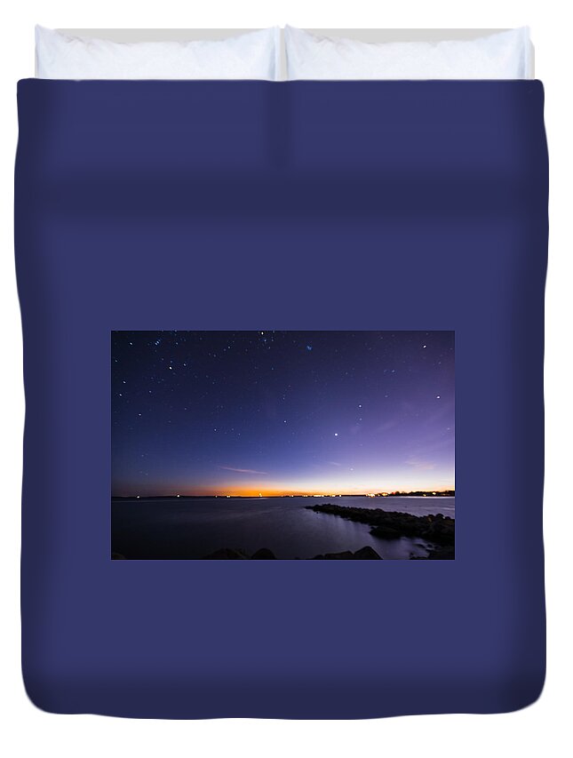 Night Duvet Cover featuring the photograph Stonington Skies by Robert McKay Jones