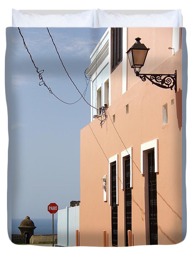 Old San Juan Duvet Cover featuring the photograph Stop Before the Sentry by Suzanne Oesterling