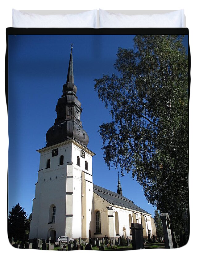 Stora Tuna Kyrka Duvet Cover featuring the photograph Stora Tuna Church by Martin Howard