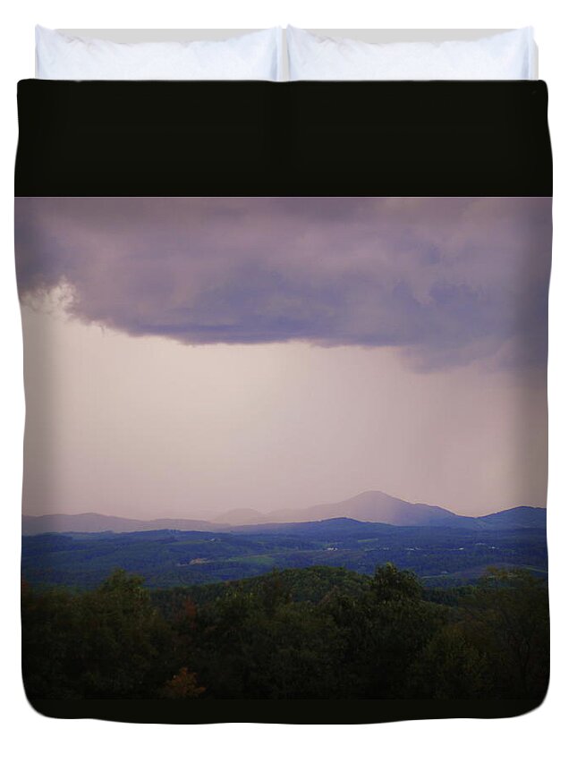 Nature Duvet Cover featuring the photograph Storm at Lewis Fork Overlook by Cathy Lindsey