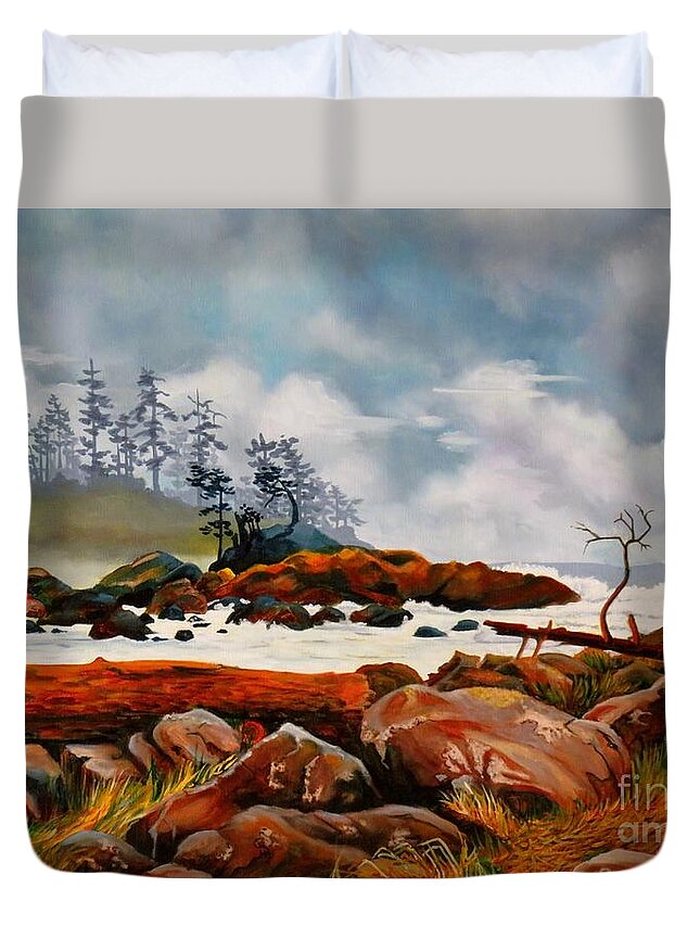 Clouds Duvet Cover featuring the painting Storm Brewing by Elissa Anthony