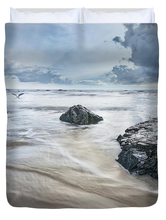 Marginal Way Duvet Cover featuring the photograph Storm Clouds over Marginal Way by Kristen Wilkinson