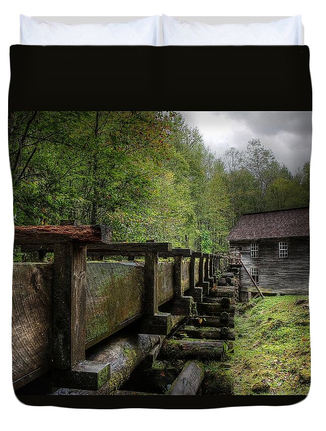 Mingus Mill Duvet Cover featuring the photograph Storm Clouds Over Mingus Mill by Carol Montoya