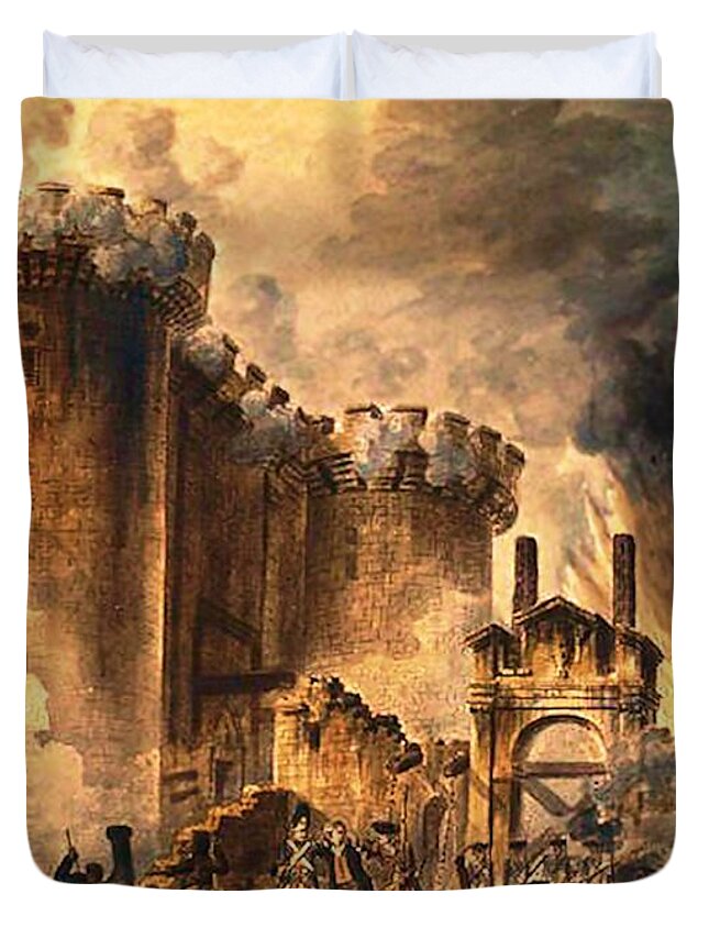 Storming Of The Bastille Duvet Cover featuring the painting Storming of the Bastille by Jean-Pierre Houel