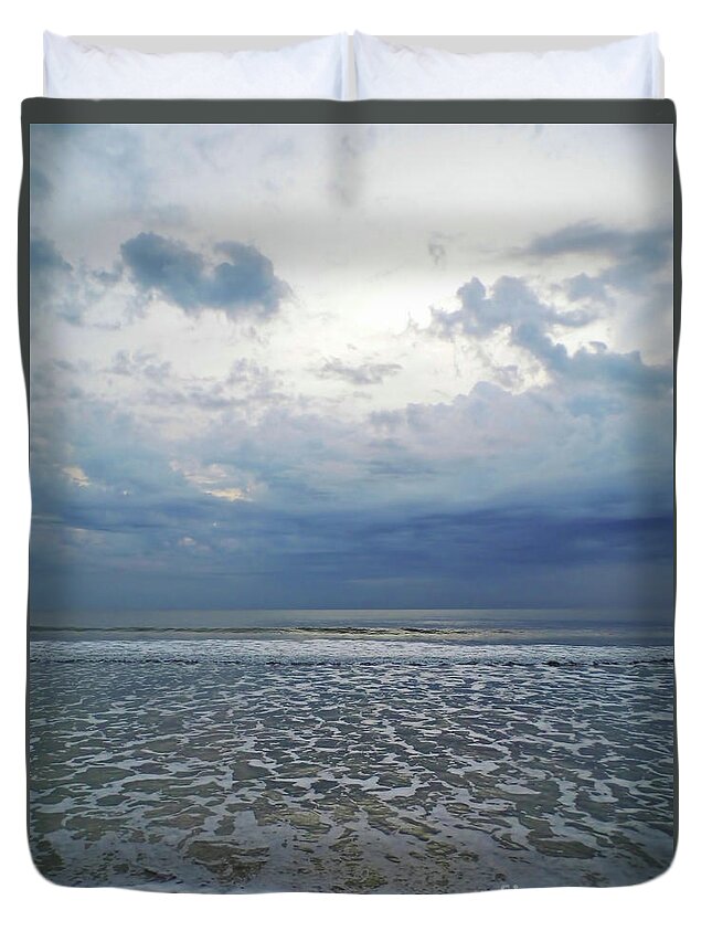 Sunrise Duvet Cover featuring the photograph Stormy Beach Beauty by D Hackett