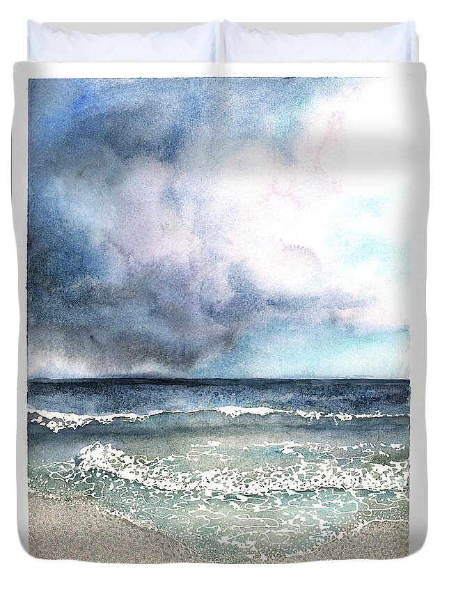 Storm Duvet Cover featuring the painting Stormy Day by Hilda Wagner