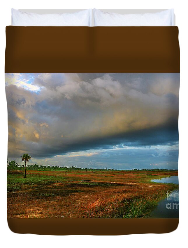 Storm Duvet Cover featuring the photograph Stormy Marsh by Tom Claud