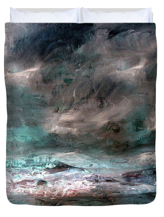 Storm Duvet Cover featuring the mixed media Stormy Sky by Davina Nicholas