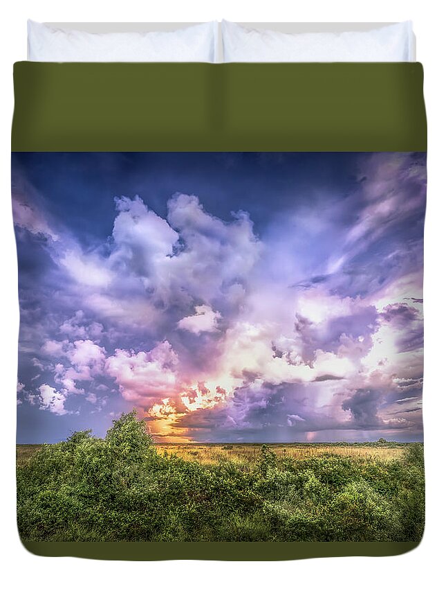 Florida Duvet Cover featuring the photograph Stormy Sunset by Louise Hill